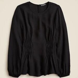 J.crew Women's Black Shirred-waist top in viscose crepe 2 NWT